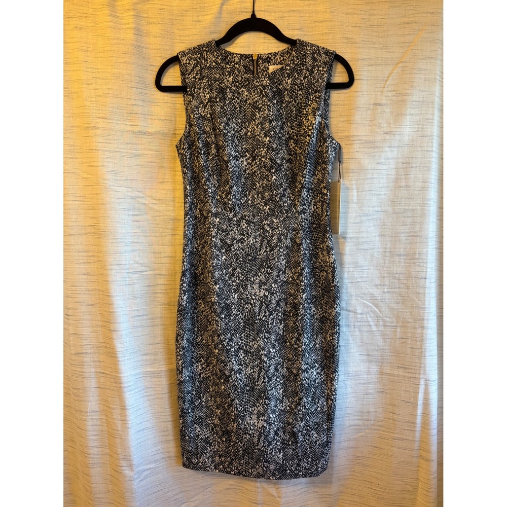 Calvin Klein Womens Snakeskin Print Sheath Dress Black White Size 4 CD0CW9C5